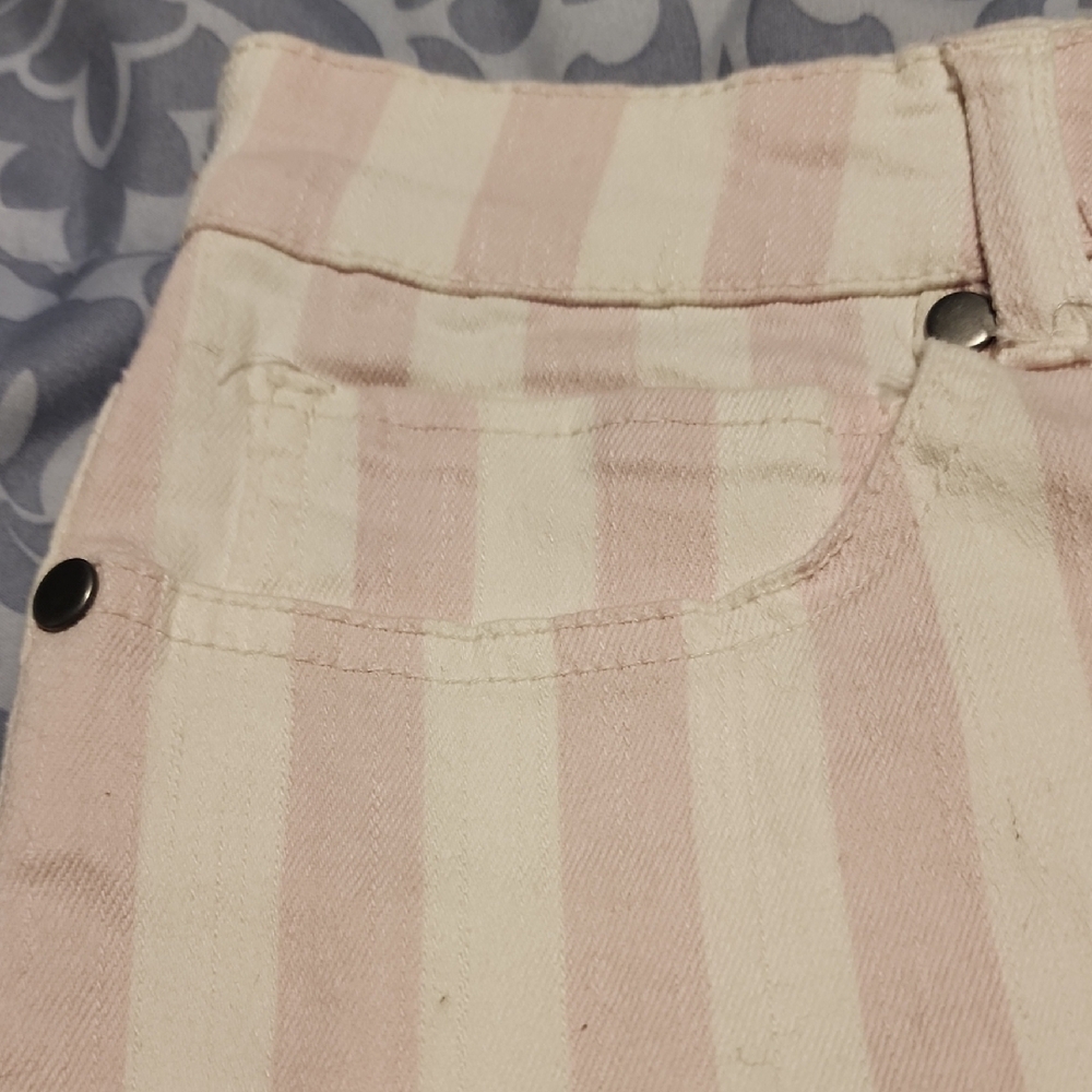 Striped Light Pink Women's Shorts - Picture 3 of 4